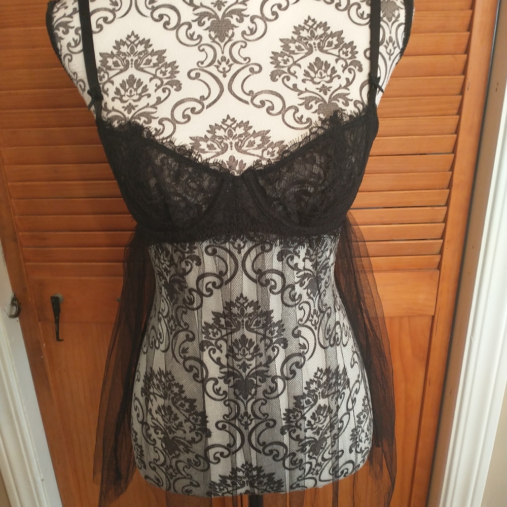 Victoria's Secret Underwired Sheer Black Sexy Peignoir Negligee Women Small